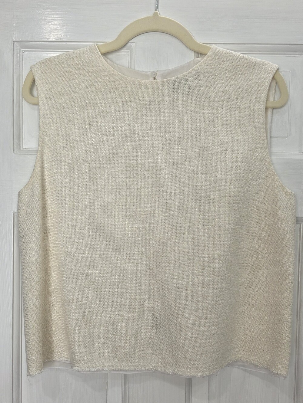 Theory Cream Textured Sleeveless Top